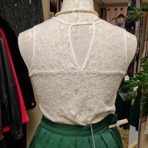 White Lace Cotton Blouse size Small - Picture 3 of 4